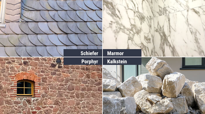 Naturstein wird je nach Materialeigenschaften und Einsatzbereich im Bau genutzt.