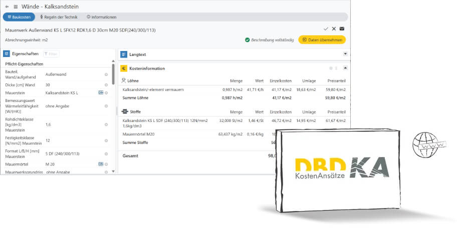Einzelkosten für Tausende von Bauleistungen